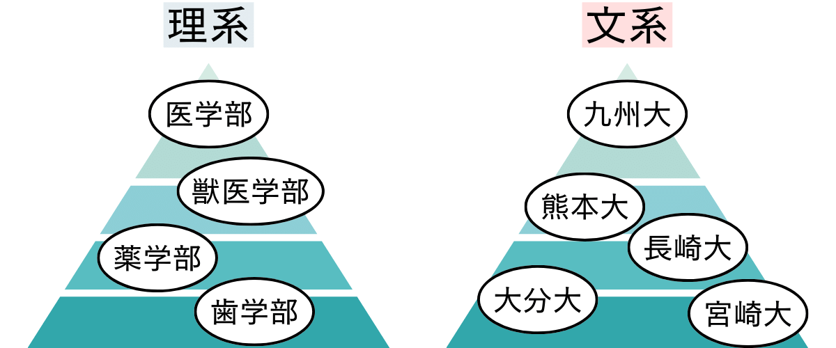 理系は学部で難易度が変わり、文系は大学で難易度が変わる